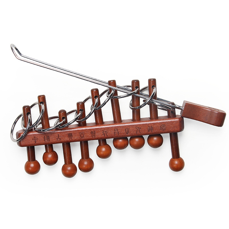 Woodworking Game - Classical Chinese Nine Linked Rings Puzzle