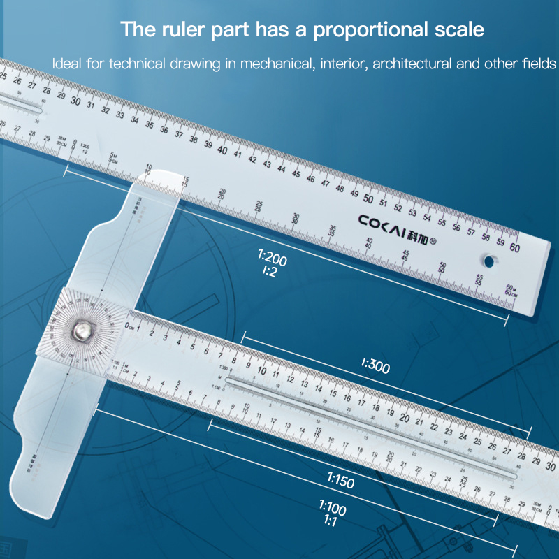 Woodworking Man - Dual-Sided T Square Ruler Clear Transparent