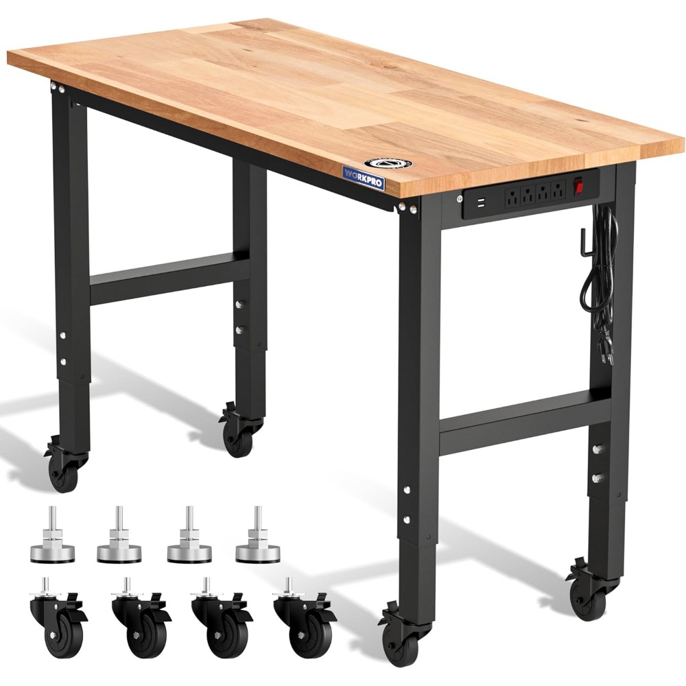 Workbench Woodworking - Garage Workbench, 48X22 Adjustable Workbench with