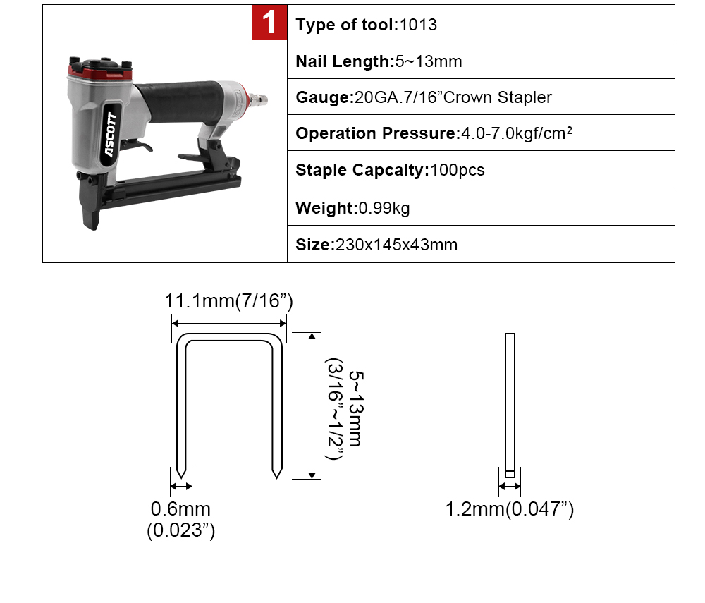 20GA 5-13mm 100pcs 1013j Indus - Woodworking Nail Gun review and price