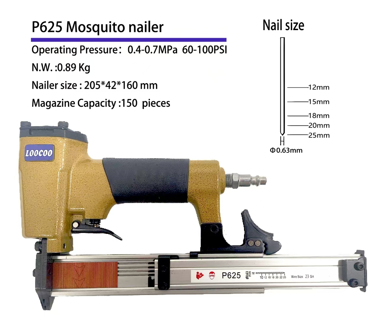 P625 23Ga Pneumatic Air Pin Na - Woodworking Nail Gun review and price