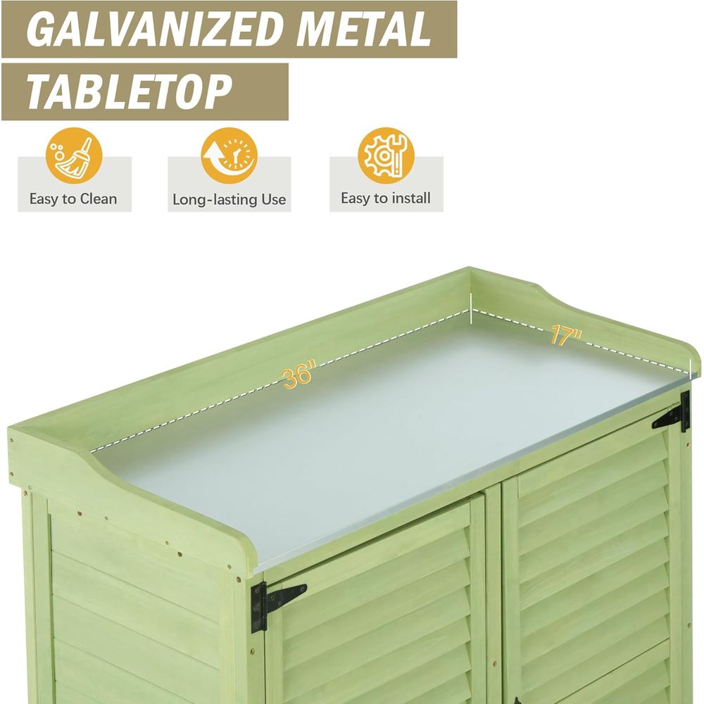Outdoor Potting Bench with Met - Workbench Woodworking review and price