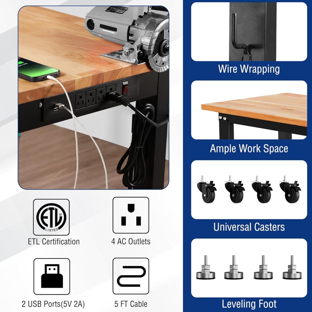 Garage Workbench, 48X22 Adjust - Workbench Woodworking review and price