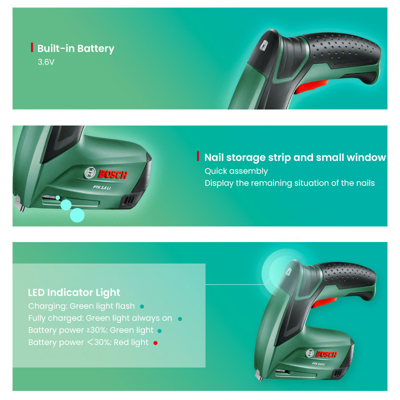 Bosch PTK 3.6 Li Cordless Nail - Woodworking Nail Gun review and price