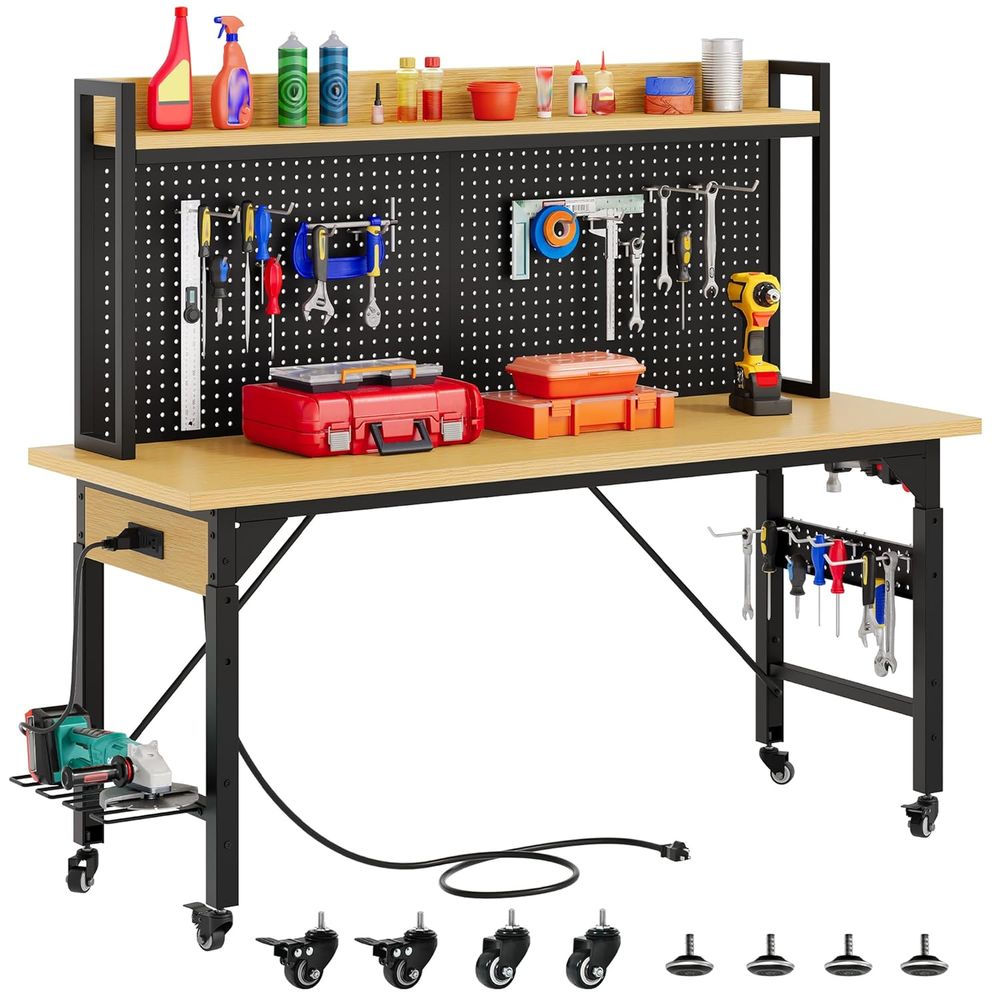 60in Heavy Duty Workbench with - Workbench Woodworking review and price